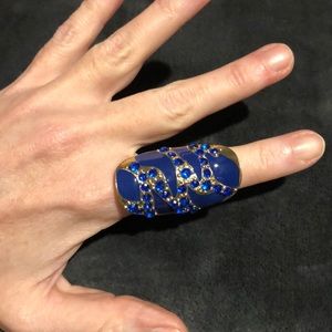 Blue and gold statement ring